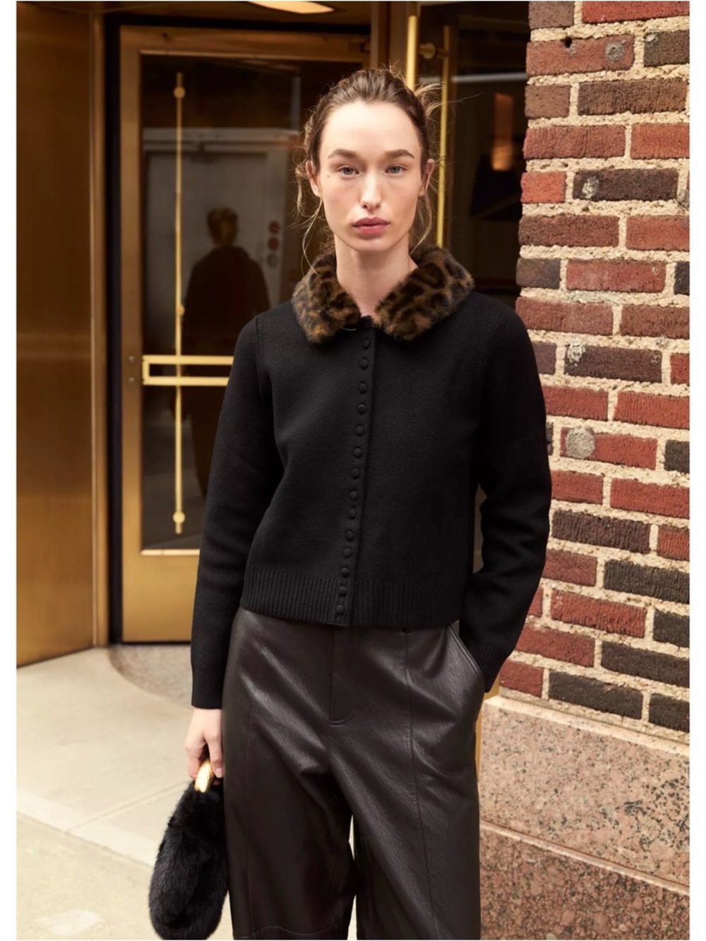 Zara Faux Fur Collar Cardigan